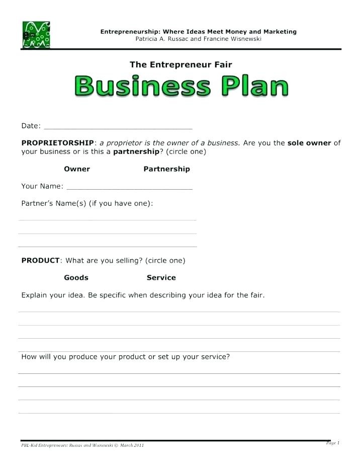 Business Plan Template Examples New Product Free Simple