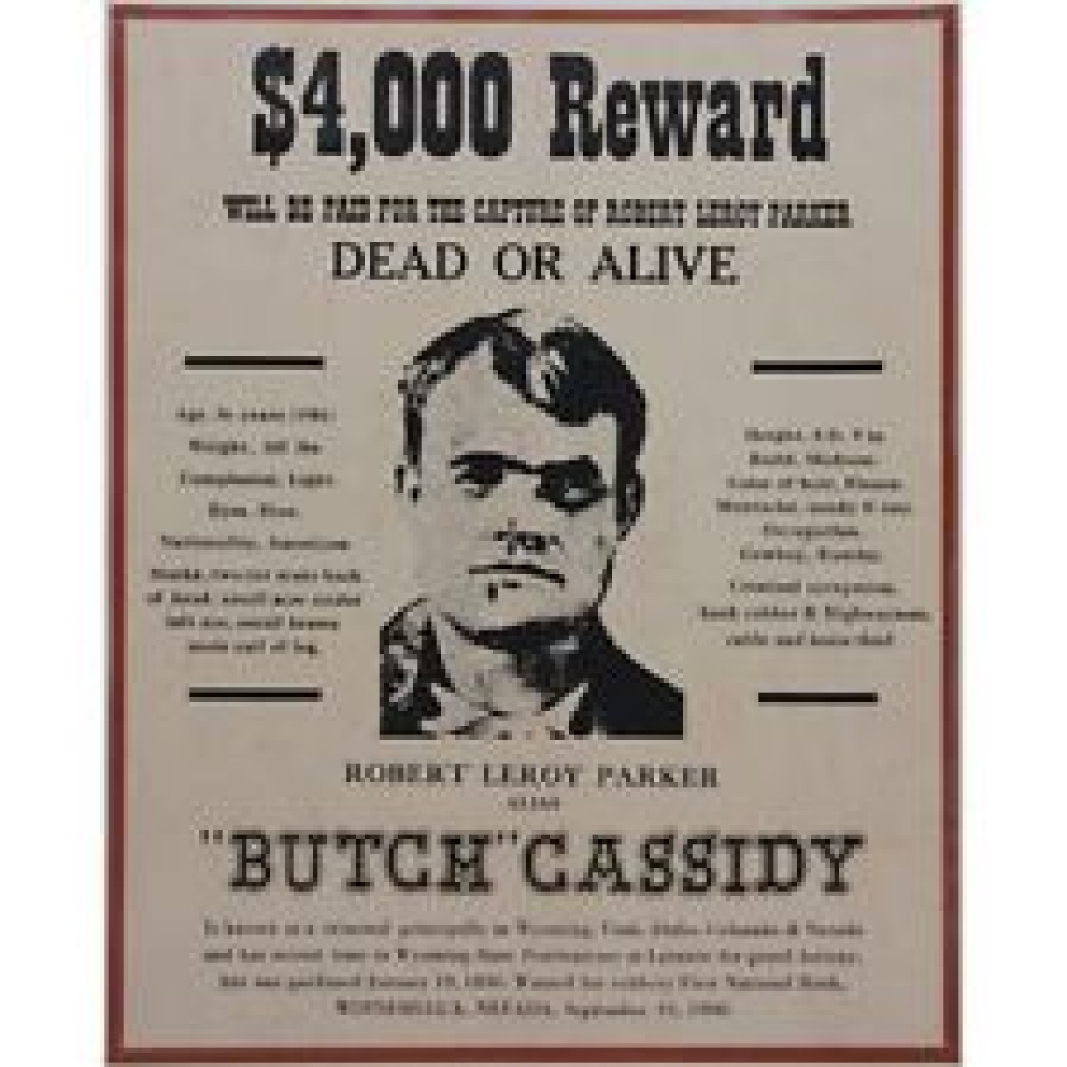 BUTCH CASSIDY FRAMED WANTED POSTER Man Zone Gift Ideas Wanted Poster