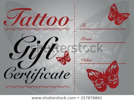 Butterfly Skull Tattoo Gift Card Stock Vector Royalty Free Certificate Template
