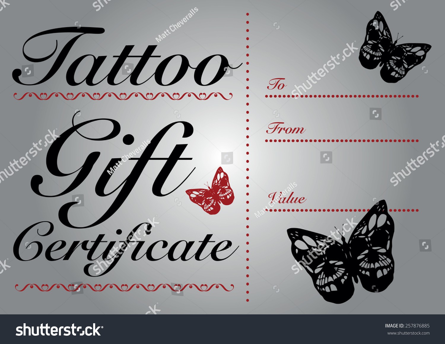 Butterfly Skull Tattoo Gift Card Stock Vector Royalty Free
