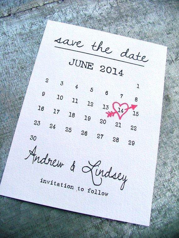 Calendar Save The Date Cards Simple INCLUDES Free Printable Invitation