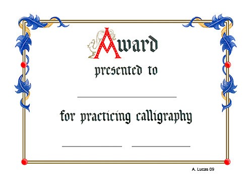 Calligraphy Layout Designing A Certificate The Pen
