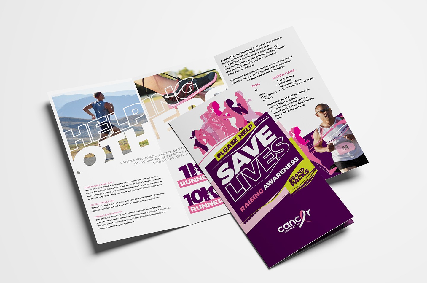 Cancer Charity Fun Run Tri Fold Brochure Template In PSD Ai