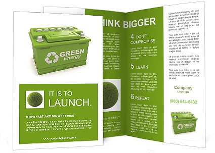 Car Battery With Green Recycle Sign 3d Brochure Template Design Recycling
