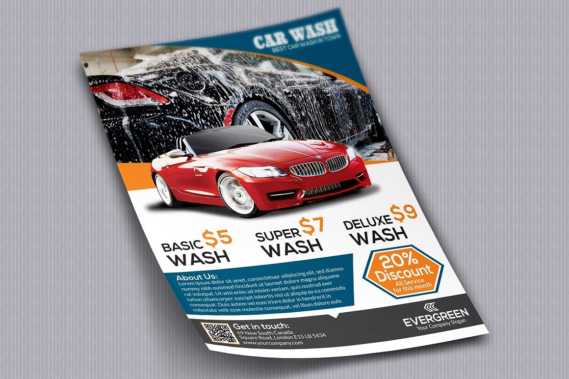 Car Wash Flyer Templates Creative Market Brochure Template Free Download