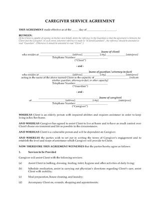Caregiver Agreement Form Unique 29 Of Contract Template