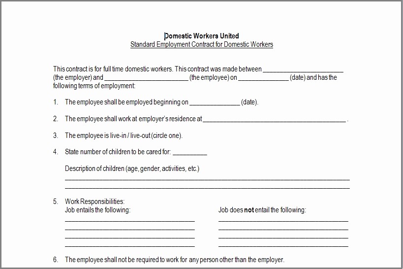 Caregiver Agreement Form Unique 29 Of Live In Employment Contract