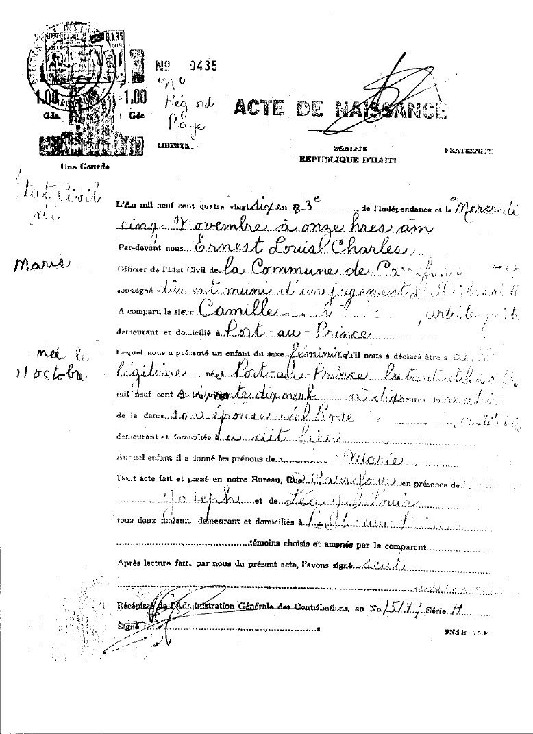 Caribbean Living Haitian Birth Certificate II French To ENglish