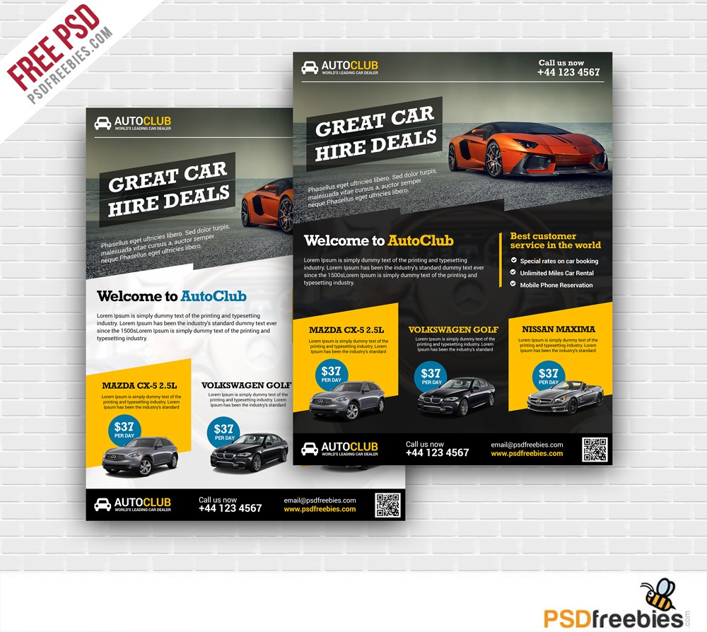 Cars Rental Flyer Free PSD Template At DownloadFreePSD Com Car Brochure Download