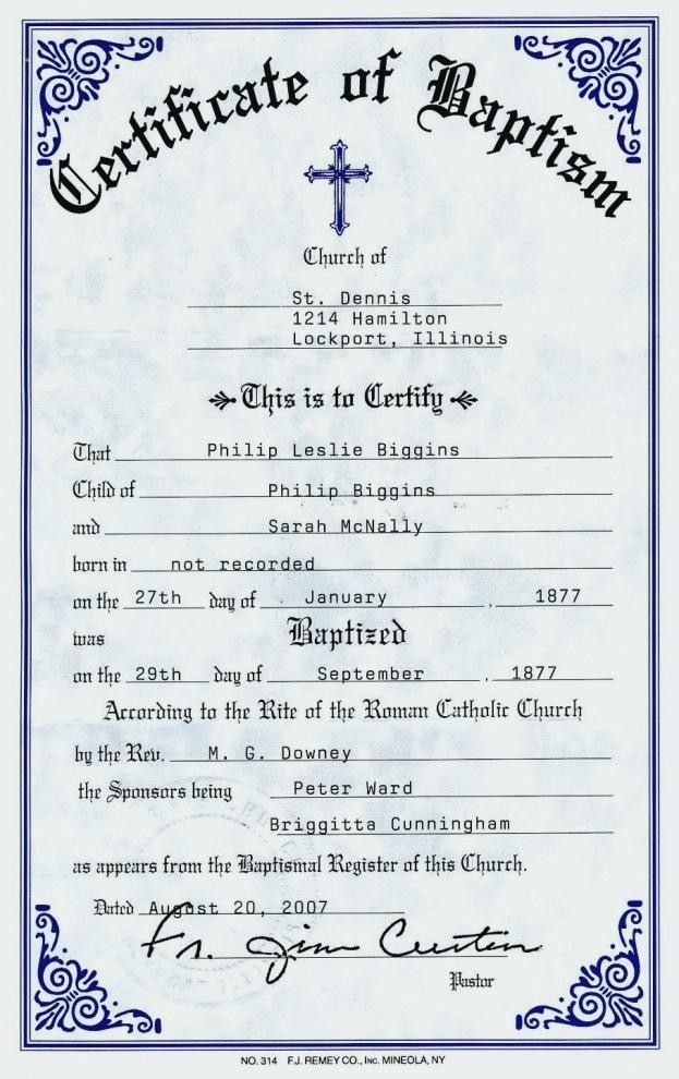 Catholic Confirmation Certificate Template Roman Baptism Literals Free