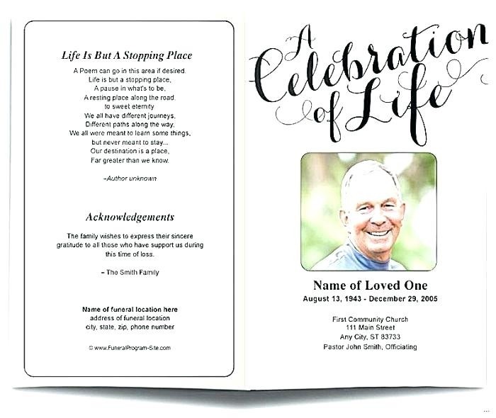Celebrating The Life Funeral Program Template Celebration