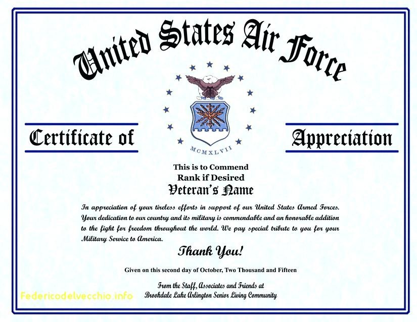 Certificate Appreciation Design Template Wandererapp Co Veterans