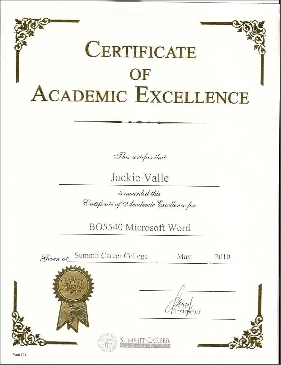 Certificate Of Academic Excellence Template Affordable