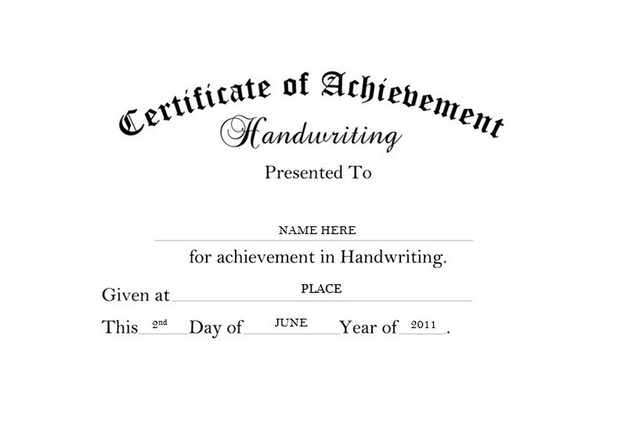 Certificate Of Achievement Handwriting Free Templates Clip Art Wording Calligraphy