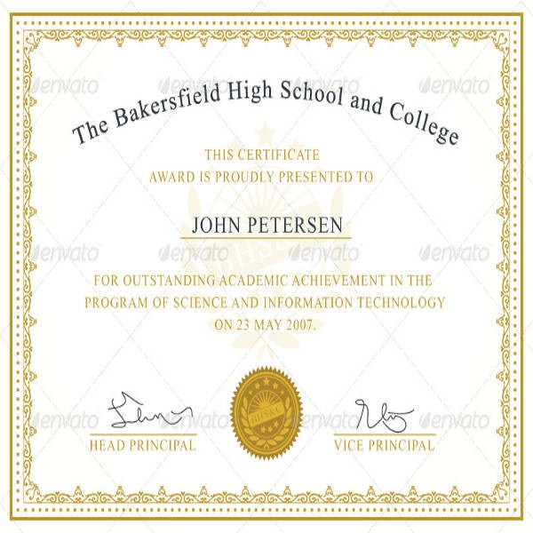 Certificate Of Achievement Template 9 Free Word PDF PSD Format Academic