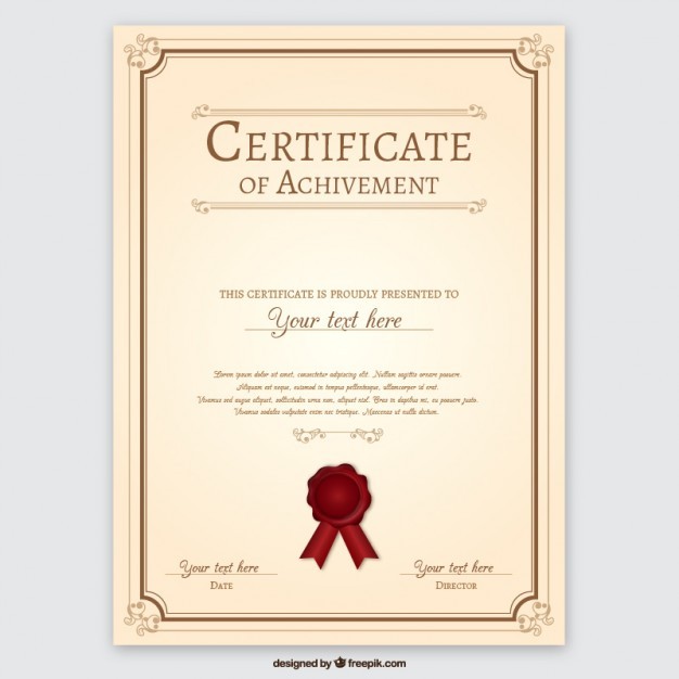 Certificate Of Achievement Vector Free Download Design