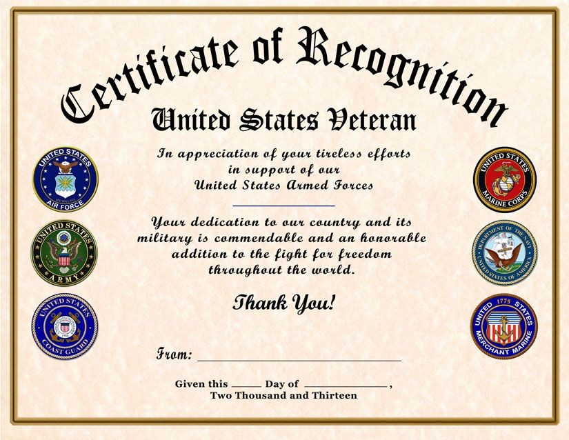 Certificate Of Appreciation Template Veterans Day Certificates For
