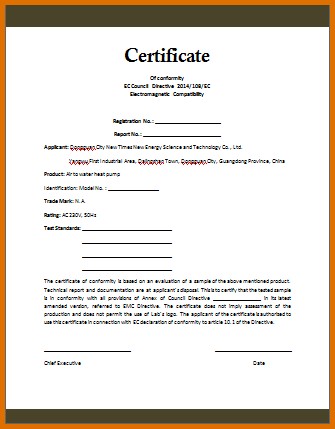 Certificate Of Conformance Template Business Mentor Conformity