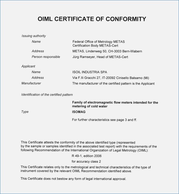 Certificate Of Conformity Template Business Mentor