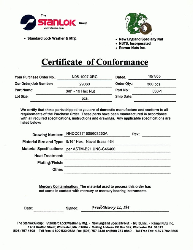 Certificate Of Conformity Template Free Letter Conformance