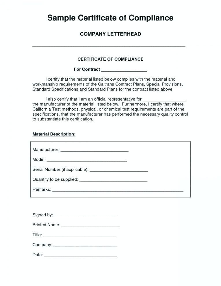 Certificate Of Conformity Template Thalmus Co Free