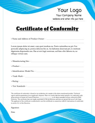 Certificate Of Conformity Templates PageProdigy Print For 1 Template