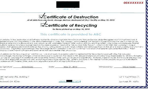 Certificate Of Data Destruction Template Hard Drive Luxury Best