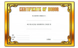 Certificate Of Honor Honorable Mention Template