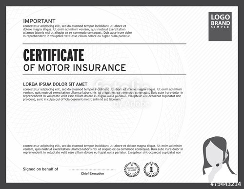 Certificate Of Motor Insurance Template Stock Image And Royalty