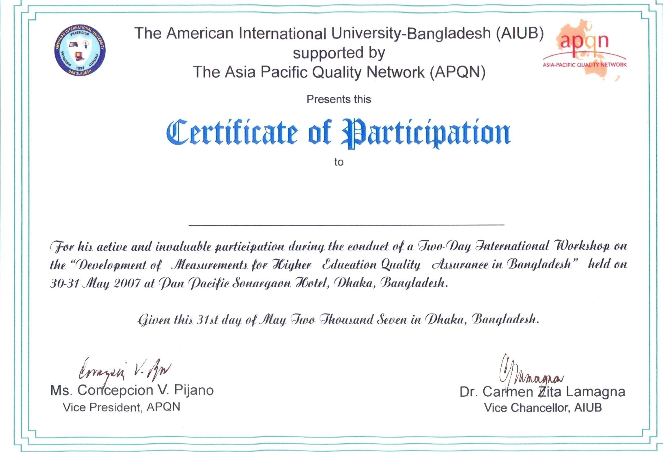 Certificate Of Participation COP Images
