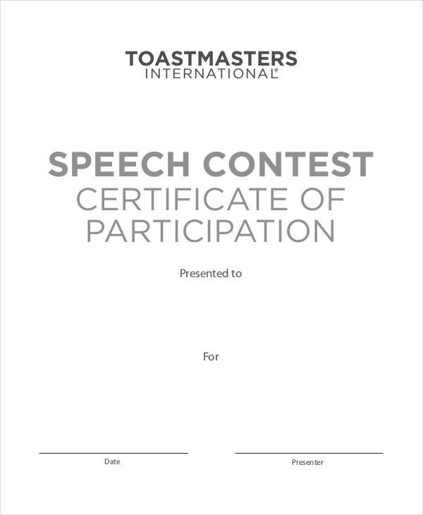 Certificate Of Participation Template 7 Free Word PDF Documents Speech
