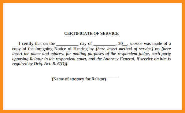 Certificate Of Service Template Templates For Free