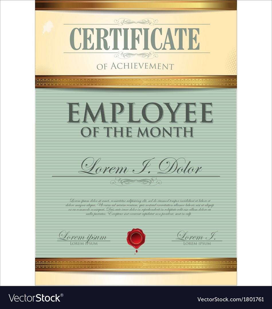 Certificate Template Employee Of The Month Vector Image Free Download