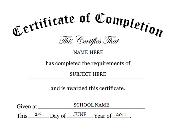 Certificate Template Pdf Of Completion Free Printable Homeschool