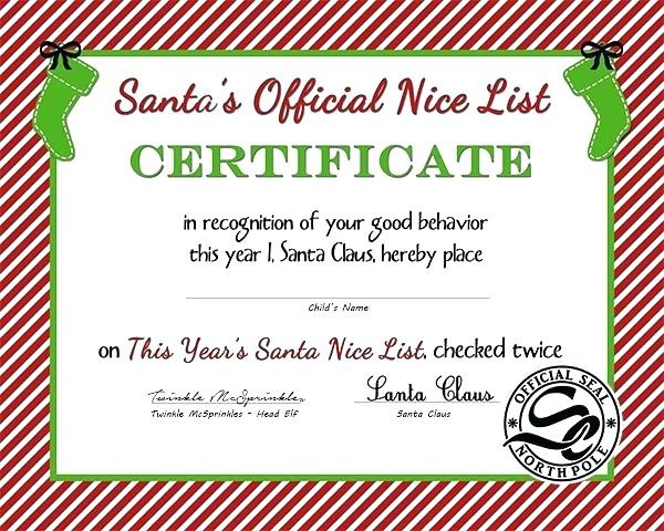Certificate Template Santa Claus Flybymedia Co