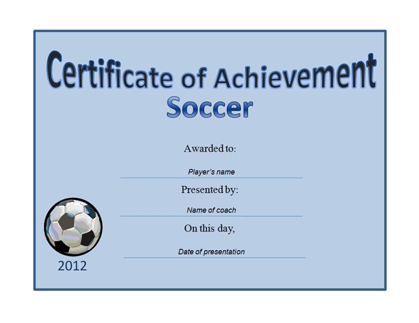 Certificate Templates For Football Awards Soccer Award Ideas