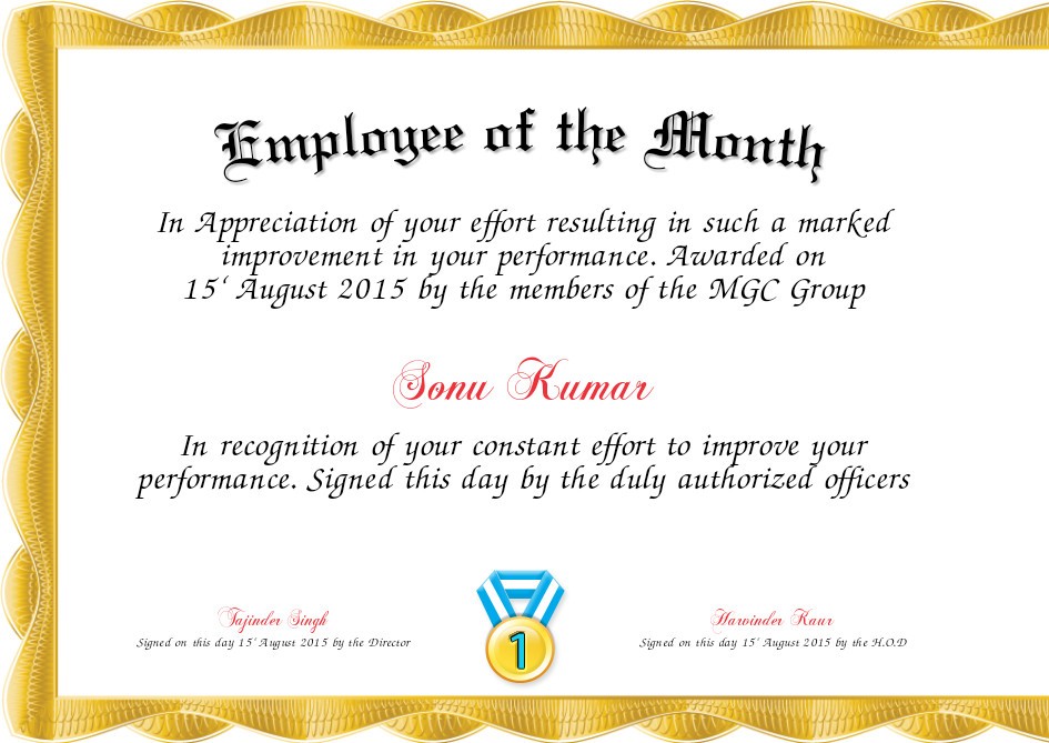 Certificate Templates Free Download Fresh Employee The Month Of