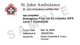 Certificates Accepted In B C WorkSafeBC First Aid Certificate Template Word