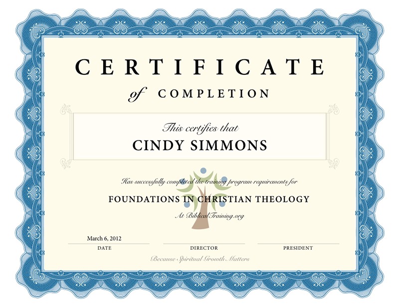 Certificates Free Online Bible Classes Christian Certificate