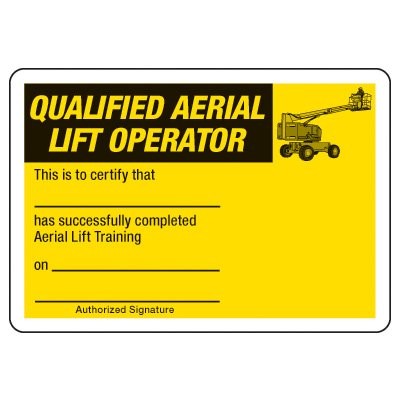 Certification Photo Wallet S Qualified Aerial Lift Operator