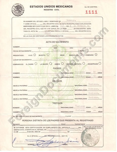 Certified Spanish Translation Mexican Birth Certificate Translate To English