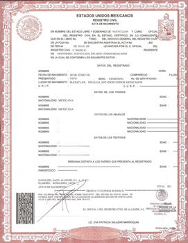 Certified Translation Of Mexican Birth Certificate From Spanish To Translate English