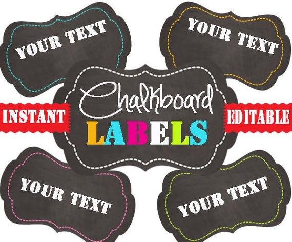Chalkboard Labels Printable INSTANT And EDITABLE Etsy