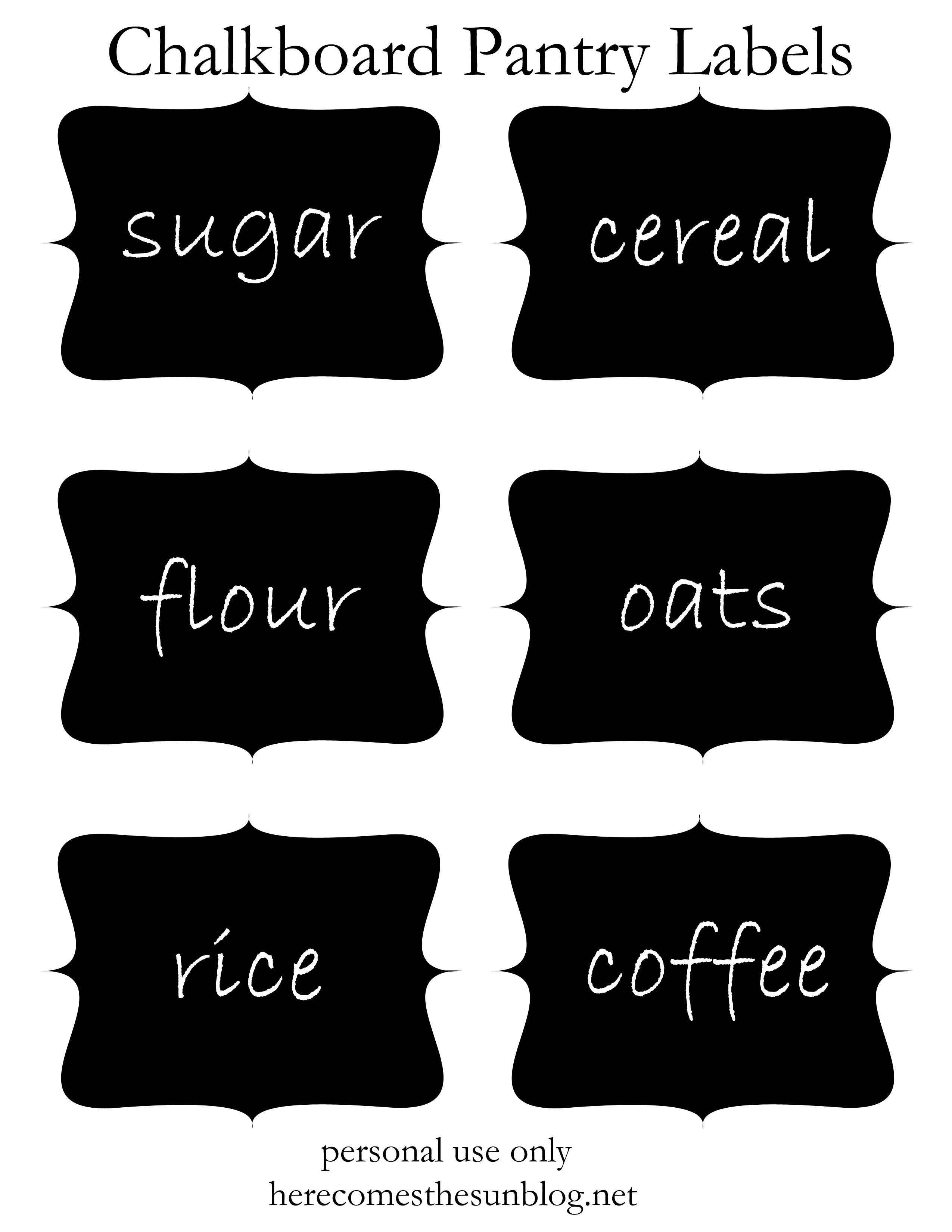 Chalkboard Pantry Labels Free Printable Here Comes The