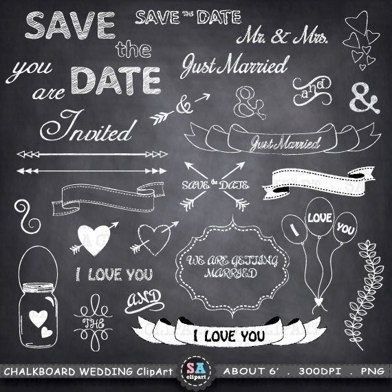 Chalkboard Wedding Clipart CHALKBOARD WEDDING Clip Etsy
