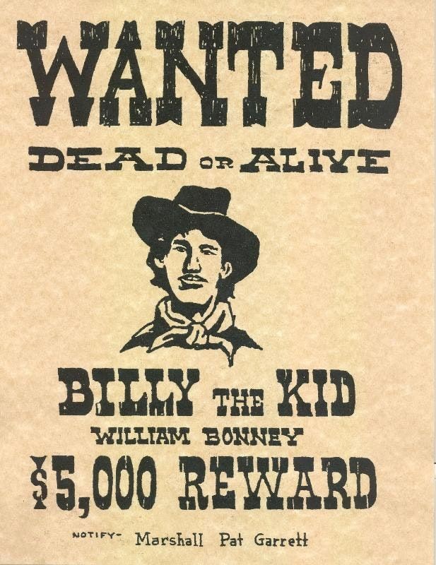 Charming Western Wanted Poster And Creative Ideas Of Billy The Kid
