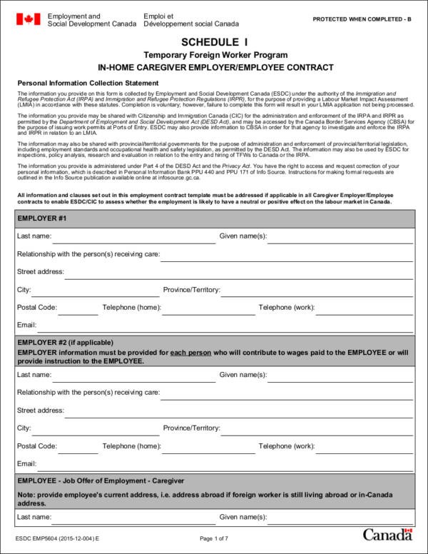 Checking Before You Sign An Employment Contract Sample Templates In Home Caregiver Employer