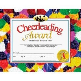 Cheerleading Award Certificate Wording