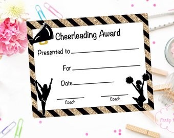 Cheerleading Certificate Award Certificates