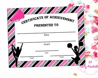 Cheerleading Certificate Award Cheer Certificates